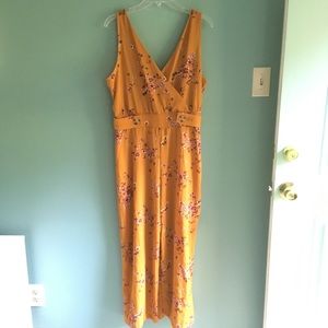 NWT Xhilaration Floral Mustard Jumpsuit